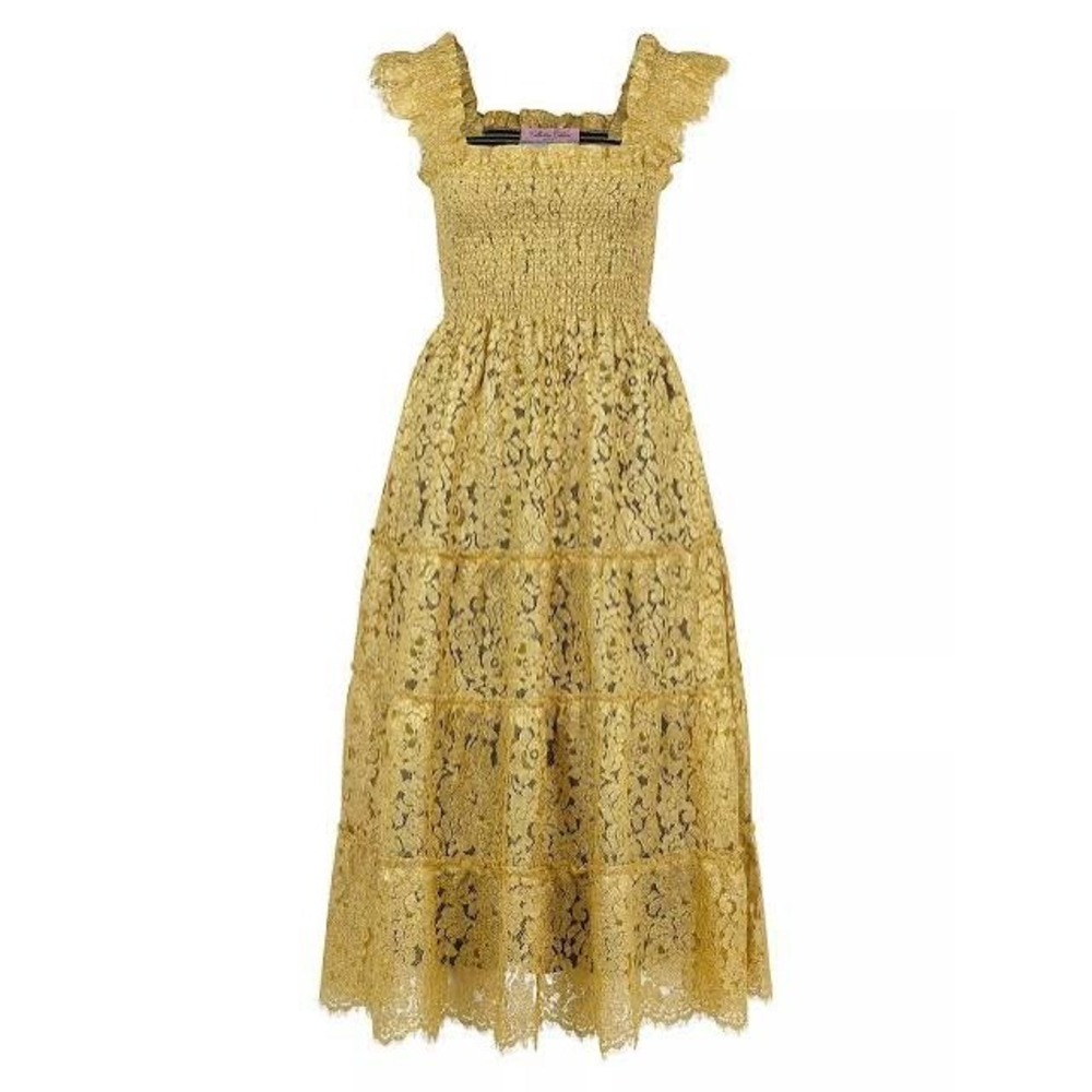 Hill House Home Collector's Edition Ellie Nap Dress Small Gold Metallic Lace NWT - Picture 2 of 15